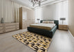 Abstract Dark Brown Modern Rug in a Bedroom, abs5255