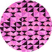 Round Machine Washable Abstract Pink Modern Rug, wshabs5255pnk