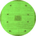 Round Abstract Green Modern Rug, abs5256grn