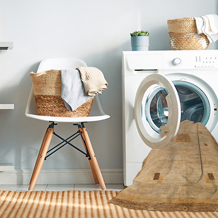 Machine Washable Abstract Orange Rug in a Washing Machine, wshabs5256