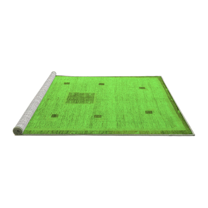 Sideview of Machine Washable Abstract Green Modern Area Rugs, wshabs5256grn
