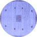 Round Abstract Blue Modern Rug, abs5256blu