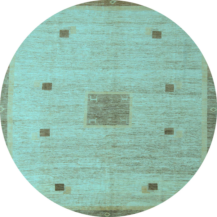 Round Machine Washable Abstract Light Blue Modern Rug, wshabs5256lblu