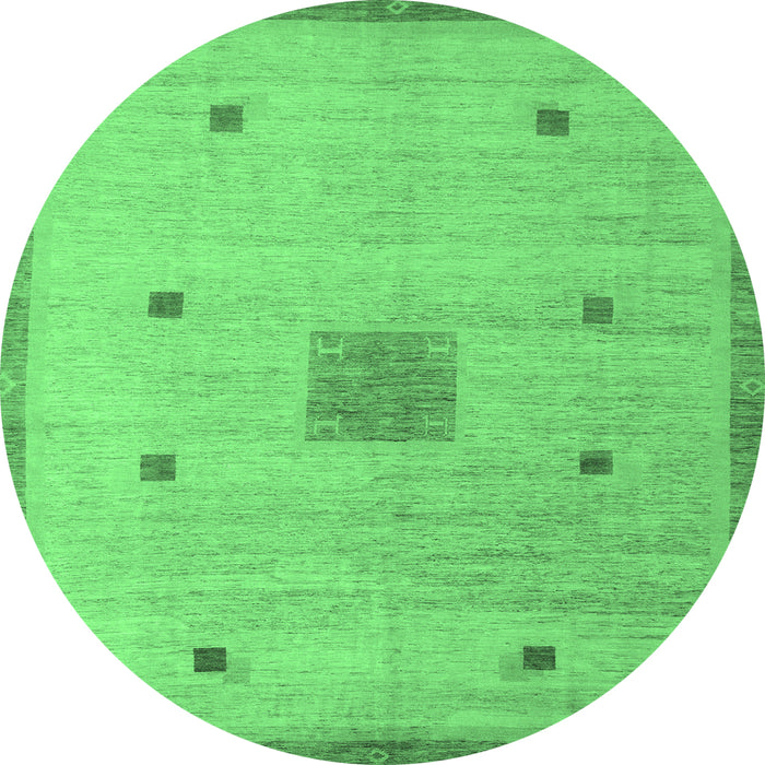 Round Abstract Emerald Green Modern Rug, abs5256emgrn