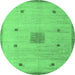 Round Abstract Emerald Green Modern Rug, abs5256emgrn