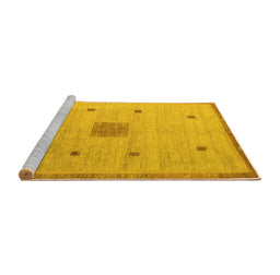 Sideview of Machine Washable Abstract Yellow Modern Rug, wshabs5256yw