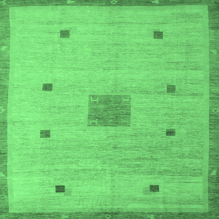 Square Abstract Emerald Green Modern Rug, abs5256emgrn