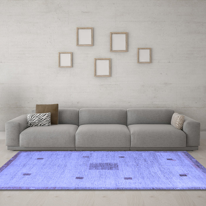 Machine Washable Abstract Blue Modern Rug in a Living Room, wshabs5256blu