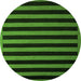 Round Machine Washable Abstract Green Modern Area Rugs, wshabs5257grn