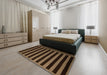 Abstract Light Brown Modern Rug in a Bedroom, abs5257