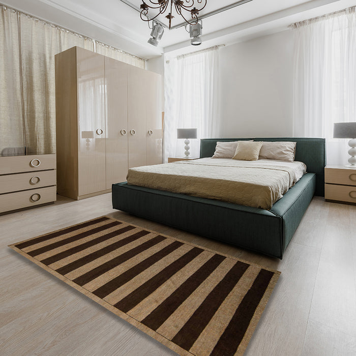 Abstract Light Brown Modern Rug in a Bedroom, abs5257