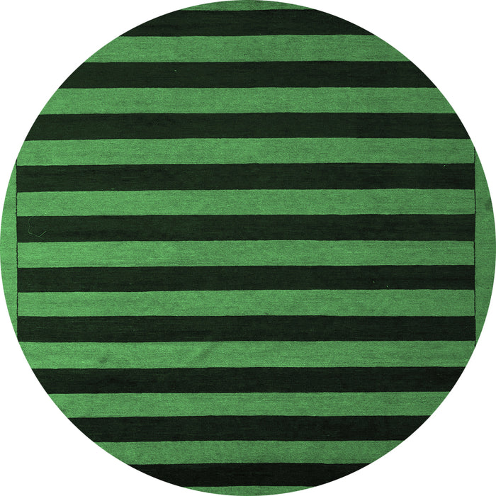 Round Machine Washable Abstract Emerald Green Modern Area Rugs, wshabs5257emgrn