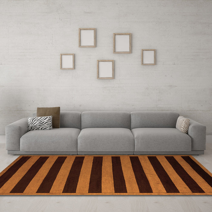 Machine Washable Abstract Orange Modern Area Rugs in a Living Room, wshabs5257org