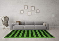 Machine Washable Abstract Green Modern Rug, wshabs5257grn