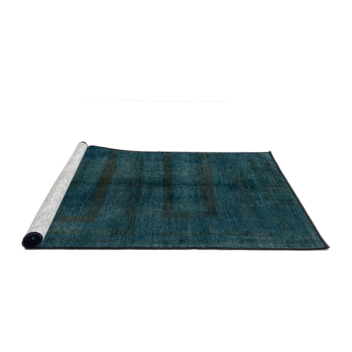Sideview of Machine Washable Abstract Medium Teal Green Rug, wshabs5258