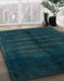 Machine Washable Abstract Medium Teal Green Rug in a Family Room, wshabs5258