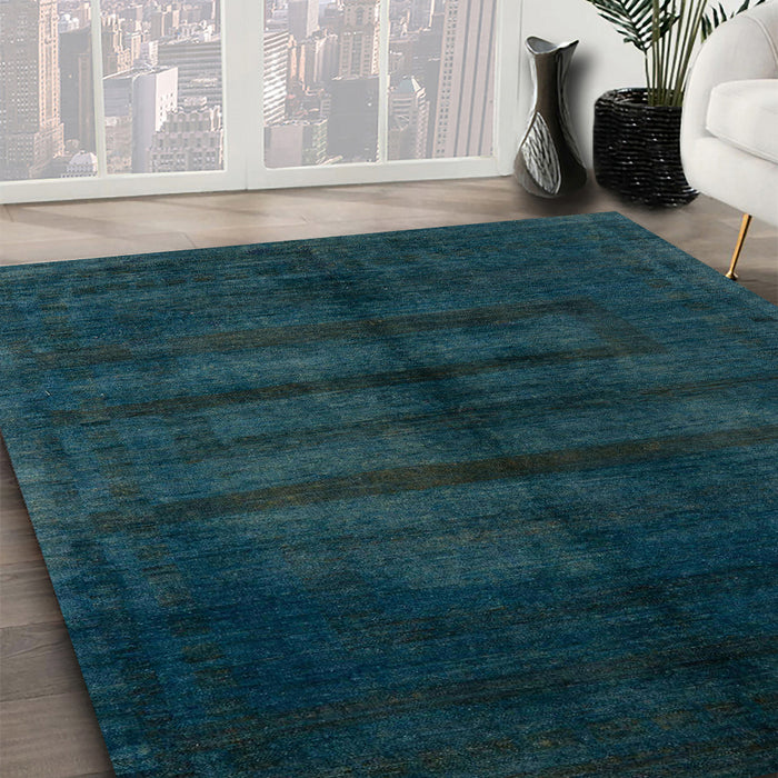 Machine Washable Abstract Medium Teal Green Rug in a Family Room, wshabs5258