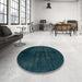 Round Abstract Teal Green Modern Rug in a Office, abs5258