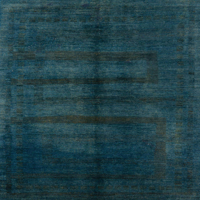 Square Abstract Teal Green Modern Rug, abs5258