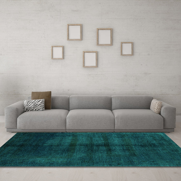 Machine Washable Abstract Turquoise Modern Area Rugs in a Living Room,, wshabs5258turq