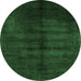 Round Abstract Emerald Green Modern Rug, abs5258emgrn