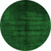 Round Machine Washable Abstract Green Modern Area Rugs, wshabs5258grn