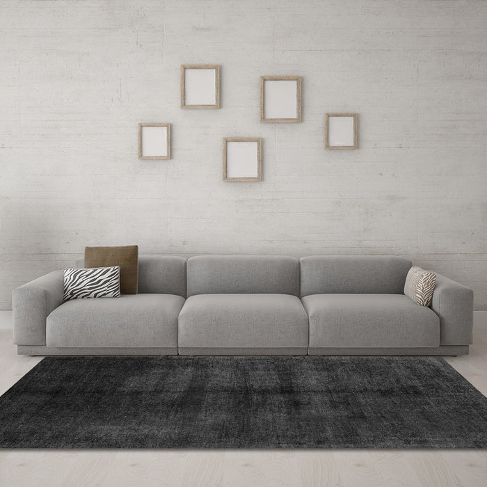 Machine Washable Abstract Gray Modern Rug in a Living Room,, wshabs5258gry