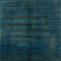 Square Machine Washable Abstract Medium Teal Green Rug, wshabs5258