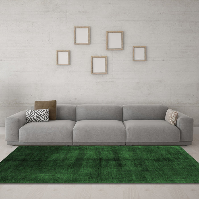 Machine Washable Abstract Emerald Green Modern Area Rugs in a Living Room,, wshabs5258emgrn