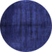 Round Machine Washable Abstract Blue Modern Rug, wshabs5258blu