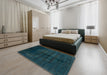 Abstract Teal Green Modern Rug in a Bedroom, abs5258