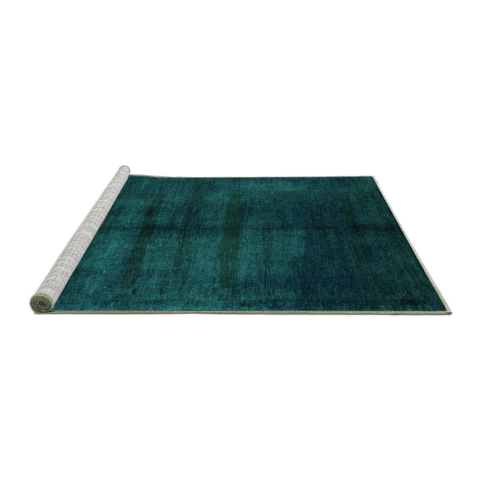 Sideview of Machine Washable Abstract Turquoise Modern Area Rugs, wshabs5258turq