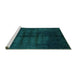 Sideview of Machine Washable Abstract Turquoise Modern Area Rugs, wshabs5258turq