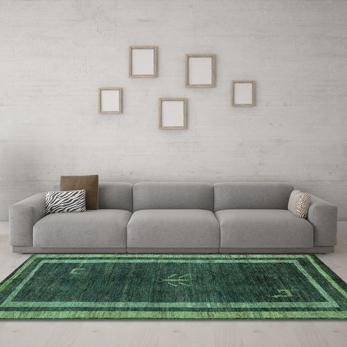 Machine Washable Abstract Turquoise Modern Area Rugs in a Living Room,, wshabs5259turq