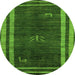 Round Abstract Green Modern Rug, abs5259grn