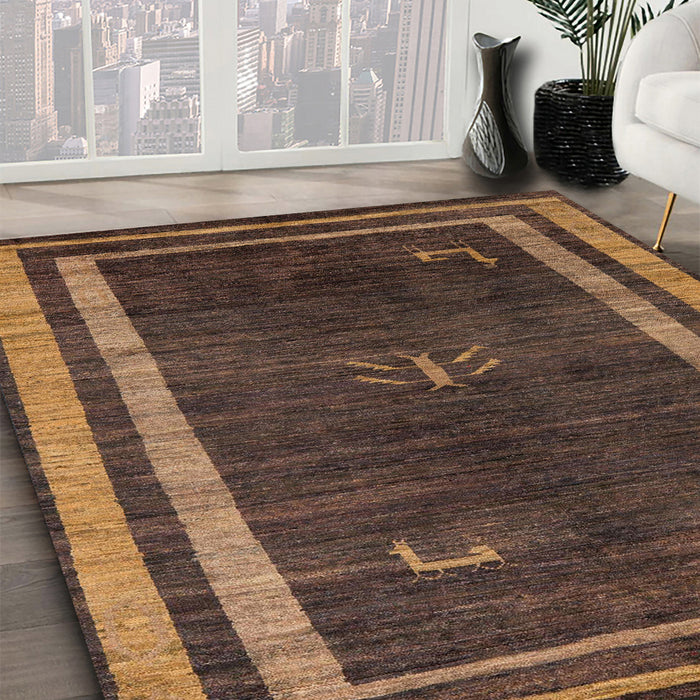 Machine Washable Abstract Bakers Brown Rug in a Family Room, wshabs5259