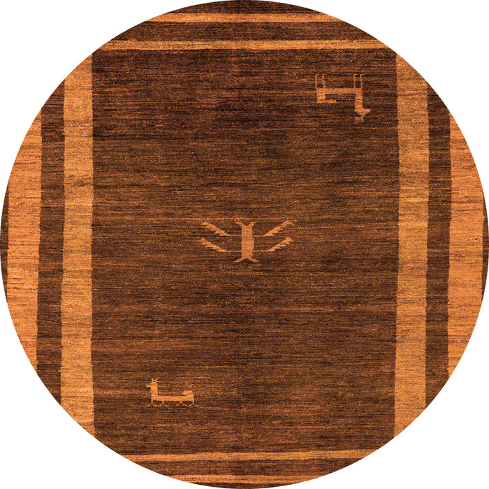 Round Machine Washable Abstract Orange Modern Area Rugs, wshabs5259org