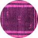 Round Machine Washable Abstract Pink Modern Rug, wshabs5259pnk