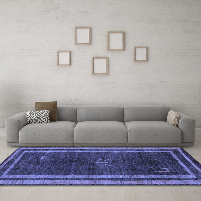 Machine Washable Abstract Blue Modern Rug in a Living Room, wshabs5259blu