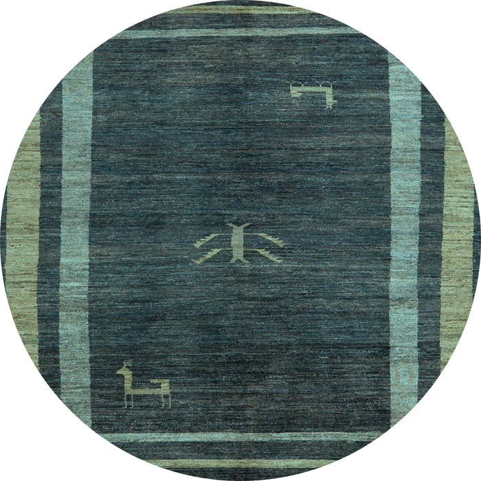 Round Machine Washable Abstract Light Blue Modern Rug, wshabs5259lblu