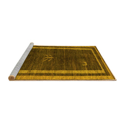 Sideview of Machine Washable Abstract Yellow Modern Rug, wshabs5259yw