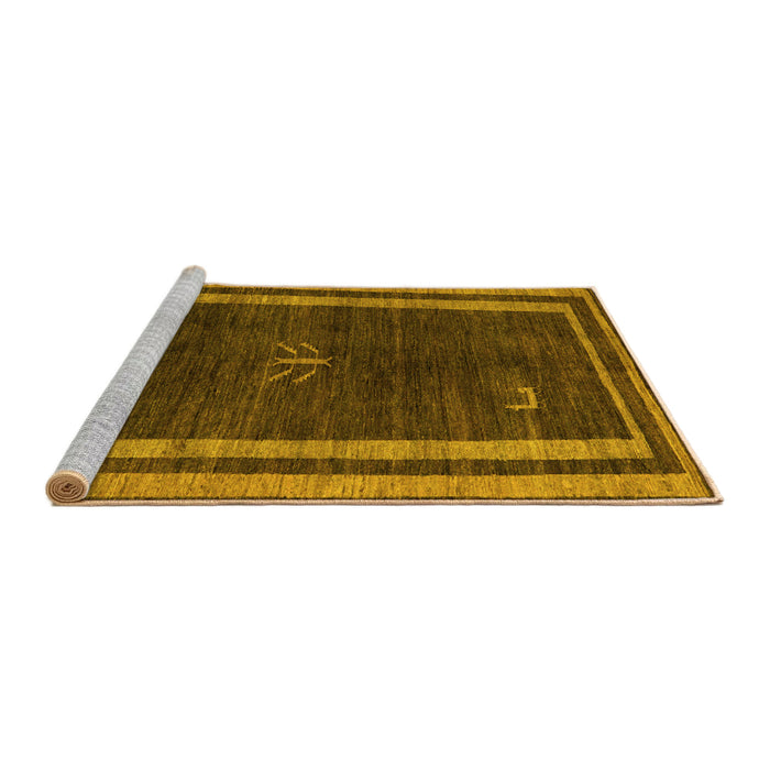 Sideview of Machine Washable Abstract Yellow Modern Rug, wshabs5259yw