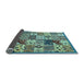 Sideview of Southwestern Light Blue Country Rug, abs525lblu