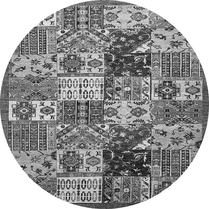 Round Southwestern Gray Country Rug, abs525gry