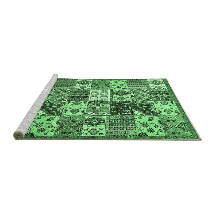 Sideview of Machine Washable Southwestern Emerald Green Country Area Rugs, wshabs525emgrn