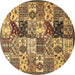 Round Southwestern Brown Country Rug, abs525brn