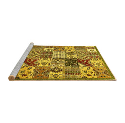 Sideview of Machine Washable Southwestern Yellow Country Rug, wshabs525yw