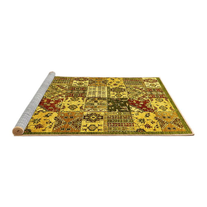 Sideview of Machine Washable Southwestern Yellow Country Rug, wshabs525yw