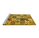 Sideview of Machine Washable Southwestern Yellow Country Rug, wshabs525yw