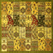 Square Southwestern Yellow Country Rug, abs525yw